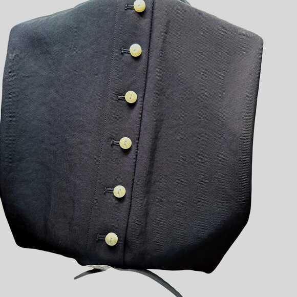 LEIFSDOTTIR ANTHROPOLOGIE Women High Waist Black Wide Leg Pearl Button Pants 6 - Picture 3 of 14